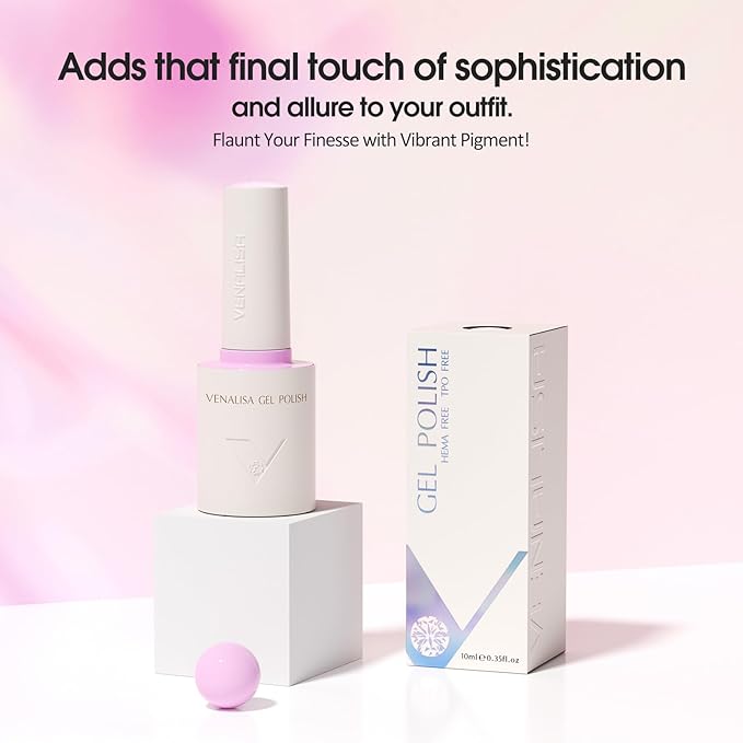 VENALISA Light Purple Gel Nail Polish, 1 Pcs Lavender Gel Polish Pastel Purple Color High Gloss Soak Off U V Nail Manicure Salon and DIY at Home Gifts for Women