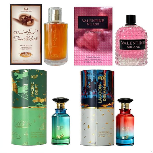 AFLUXE Women’s Perfume Set 4PCS Eau de Parfum for Women Long Lasting Womens Perfume Collection Combo Perfume F AF-Choco Musk/AF-Milano Women/AF-Lagoon Dream/AF-Pacific Drift