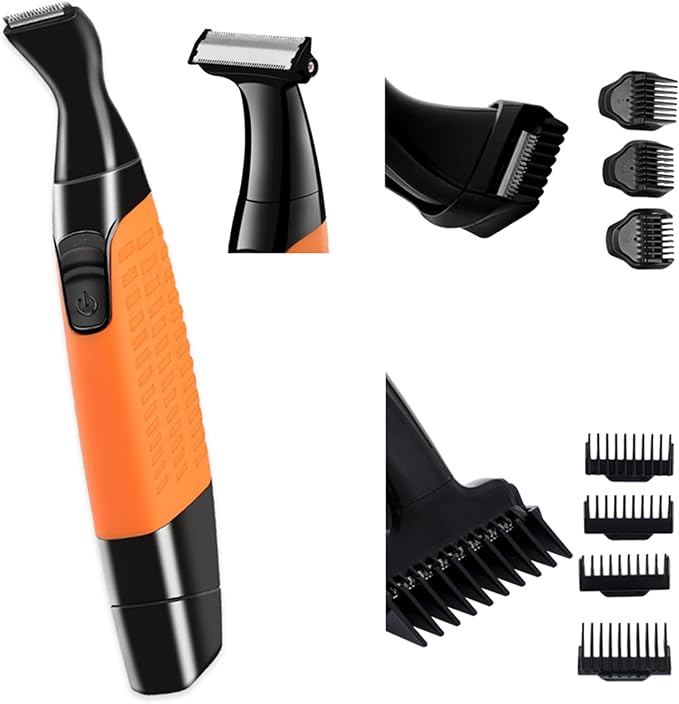 VSTSERIES Men Pubic Hair Trimmer,Male Intimate Part Clipper,Wet Dry Groin Razor,Electric Body Hair Removal,Face Beard and Mustache Style Shaver,Portable Bald Detail Head Shaver,Man Grooming Kit