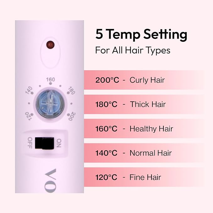 VODANA Professional GlamWave Ceramic Curling Iron, Long-Lasting Natural Curls, Instant Heat, Hair Curler, Curling Wand, Available in USA (1.6 inch, Lavender)