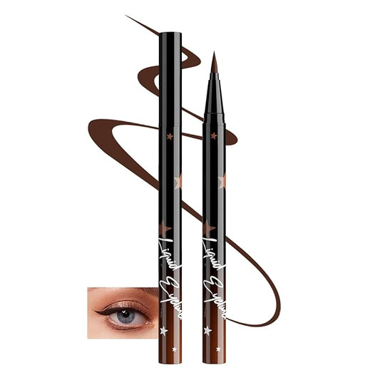 Brown Matte Liquid Eyeliner Pen, Waterproof Smudge Proof Eye Liner Pencil, Brown Liquid Liner for Face Body Paint, Long Lasting & Quick Dry Bright Colorful Eyeliner Pen Eye Makeup #11