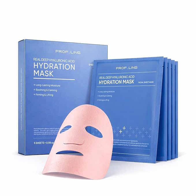 Prof. Ling Full-Spectrum Hyaluronic Acid Face Mask – Deep Hydrating, Firming & Soothing Sheet Mask for Sensitive Skin, Plumping & Anti-Wrinkle Facial Treatment-5ea