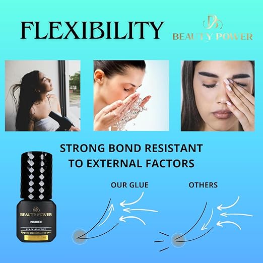 Eyelash Extension Adhesive Glue Insider - Beauty Power - Ultra-Fast 0.3 Second Drying Time - 10 Weeks Retention - Professional-Grade, Black, 0.17fl.oz / 5ml (Black Finish Ultra Fast)