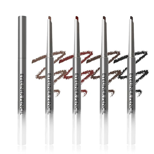 4 Pcs Cream Eyeliner Pencils Set, Waterproof Matte Eyeliner Pens, Smooth and Long-Lasting Gel Cream Eye Liner Pencils kit Makeup for Women, Black & Brown & Burgundy & Light Brown