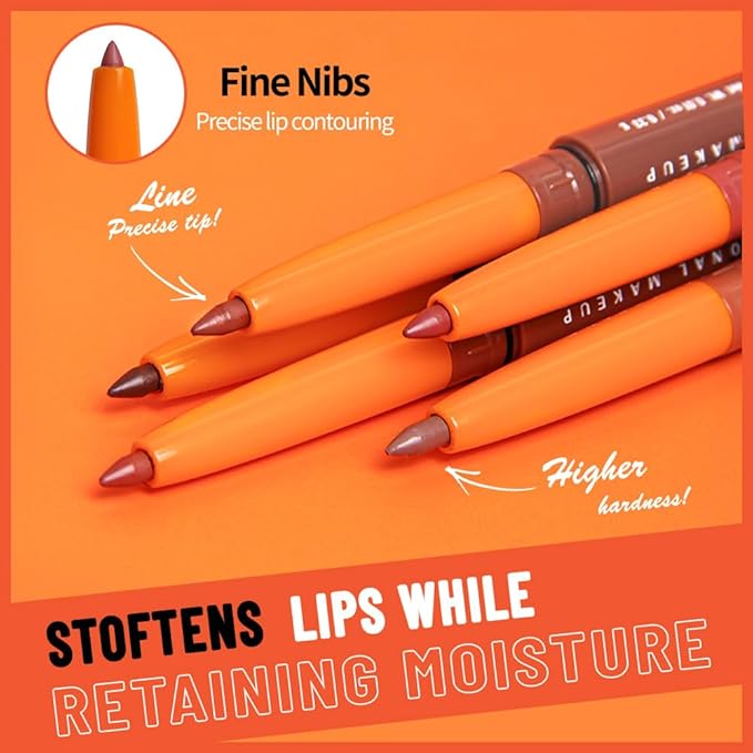 Matte Lip Liner Pencil for Shaping Lips, Retractable Creamy Brown Crayon LipLiner Pencil, Long Lasting Waterproof Lipstick Lip Liner Makeup, Vegan Beauty 02#