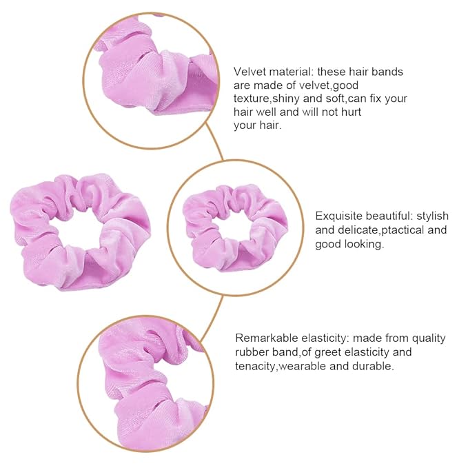 Didder 20 Pcs Light Purple Velvet Scrunchies, Soft Hair Ties for Women Girls, Hair Accessories