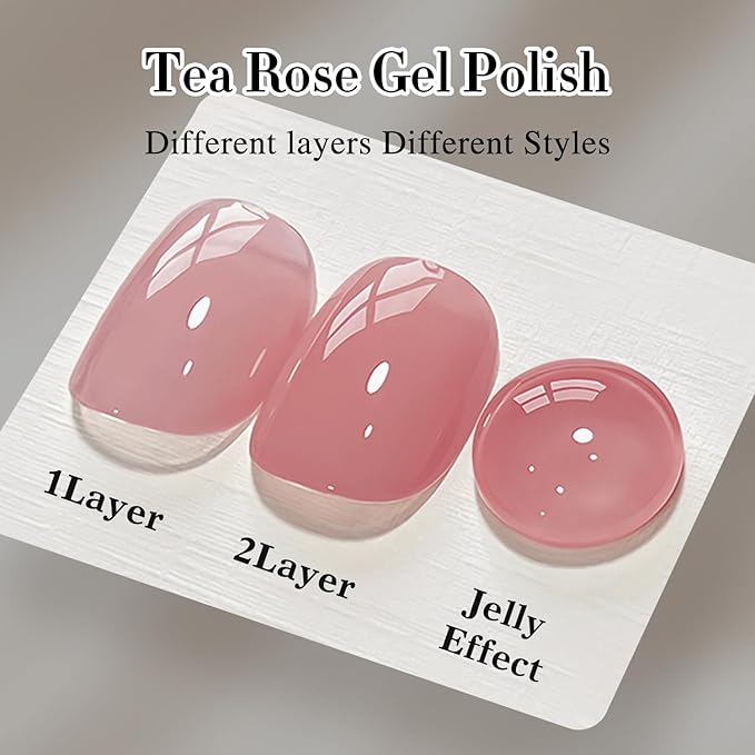 Double Rhythm 0.50 OZ Translucent Gel Polish Same Color Same Bottle Sheer Pastel Neutral Natural Milky 15 ML Jelly UV Nail Art DIY at Home (Jelly Purple Pink-A1512)