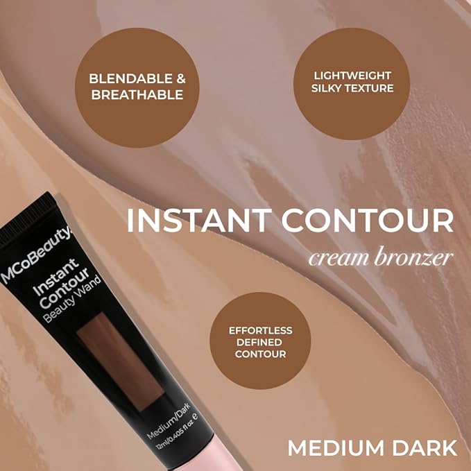MCoBeauty - Instant Contour Cream Bronzer - Medium to Dark Shade - Cream Stick with In-Built Cushion Applicator for Cheekbones and Face Contour - Concealers & Neutralizing Makeup