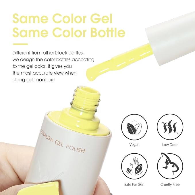 VENALISA Butter Yellow Gel Nail Polish, 1 Pcs Neon Pastel Yellow Gel Polish Light Baby Color High Gloss Soak Off U V Nail Manicure Salon and DIY at Home Gifts for Women
