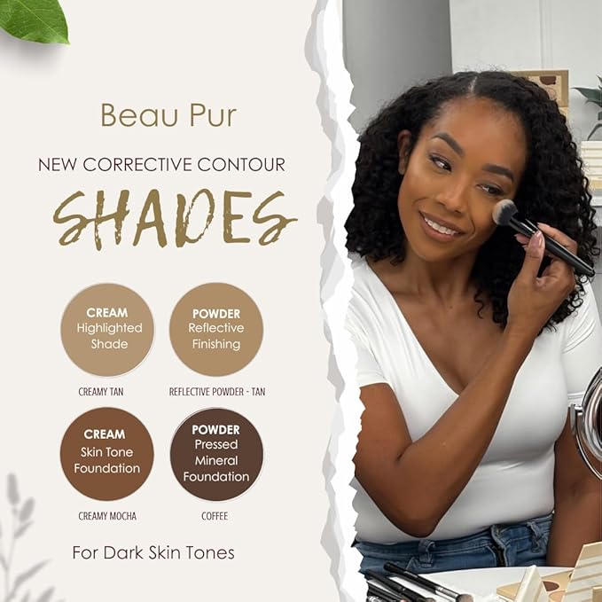 Corrective Contour Palette–Curated Cream & Powder Shades for All Face Shapes and Skin Tones - Sculpt & Define - Optimized, Travel-Friendly - Pure, Cruelty-Free, Made in USA (Dark)