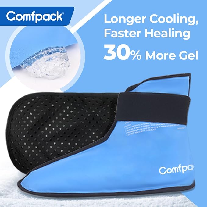 Comfpack XL Foot Ice Pack Wrap for Plantar Fasciitis, Ankle Ice Pack Wrap Ice Boot for Foot After Surgery, Hot Cold Therapy Relief for Bunion, Achilles Tendonitis, Foot Pain, Swelling, Heel Pain