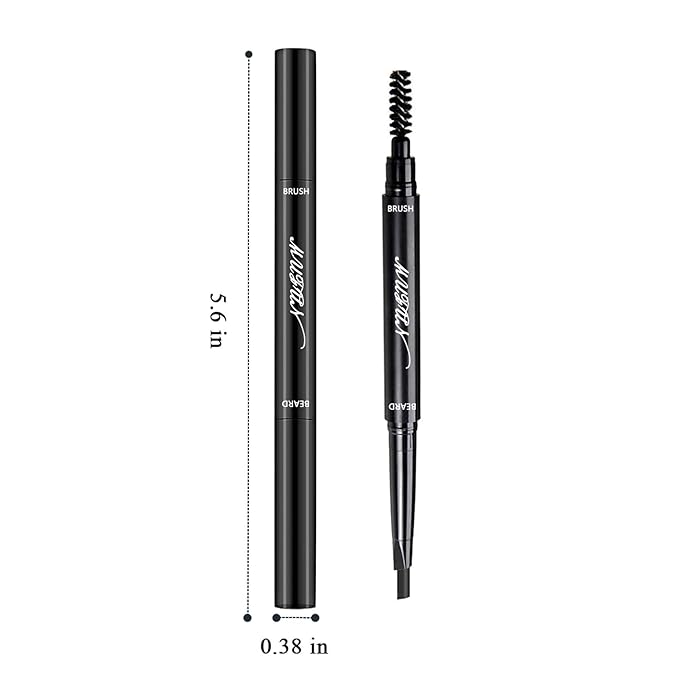 Beard Pencil Filler for Men - Water Resistant, Sweat Proof, Long Lasting & Natural Finish Barber Pencil, Mustache Repair Shape, Two Replacement Tips (Black)
