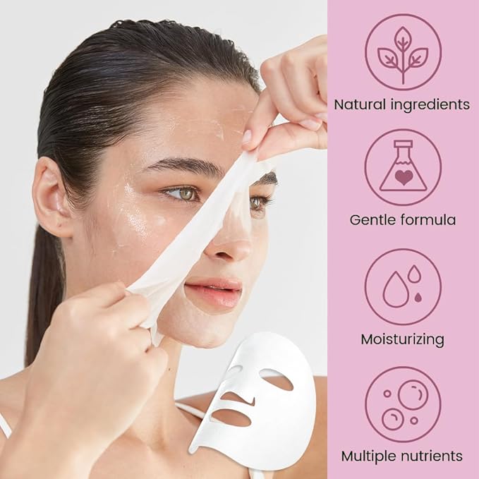 CAKAILA 8 Pack Rose Face Mask,Pink Face Masks Skincare Spa Day Kit Supplies,Spa Party Favors for Women,Sheet Facial Mask Skincare Gifts Set,Moisturize Soothe for All Skin Types