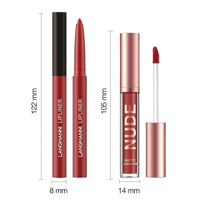 Jolilab 8Pcs Matte Lip Liner + Liquid Lipstick Set, One Step Velvety Nude Lip Stain Waterproof Long Wear High Pigment Lip Makeup Gift Set(#09+10+11+12)