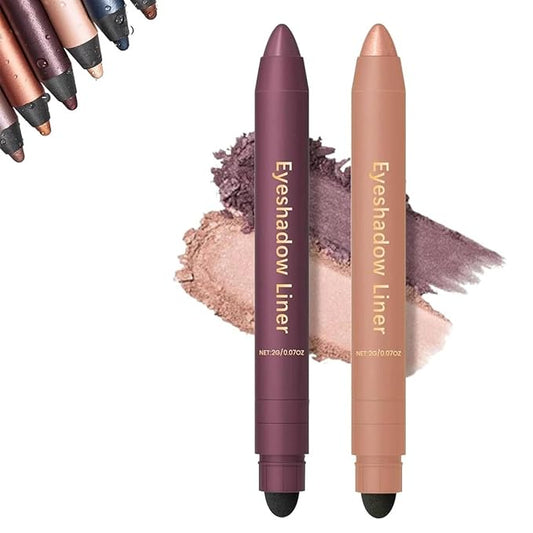 Eyeshadow Stick, Perfect Color Duo-Shadow Liner 2-in-1 Eyeliner & Eye Shadow Stick, Easily Blendable & Buildable, Waterproof, Creamy Easy-Glide, For Effortless Smoky Or Natural Eye Makeup(01+03)