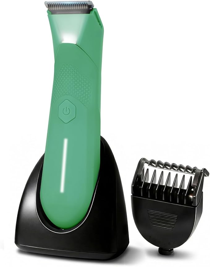 Body Trimmer for Men - Groin & Ball Shaver with Charging Dock - Constant Power No-Pull Electric Pubic Hair Clipper - 5-in-1 Guard Waterproof Body Groomer with LED Light, for Groin, Armpit & Body