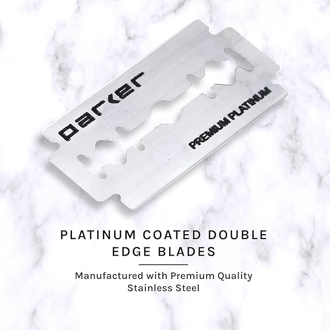 Parker, "The Convertible", Double Edge Safety Razor – Interchangeable Open & Closed Comb Plates, Solid Brass/Chrome 93 g Handle, Customizable Shave from Mild to Aggressive