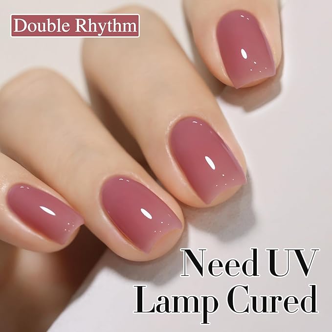 Double Rhythm Gel Polish 15ML Jelly Sheer Pastel Light Milky Color Pearl White Bottle 1 PC 0.5 OZ Full Size Nail Art Salon at Home (Light Plum-D1530)