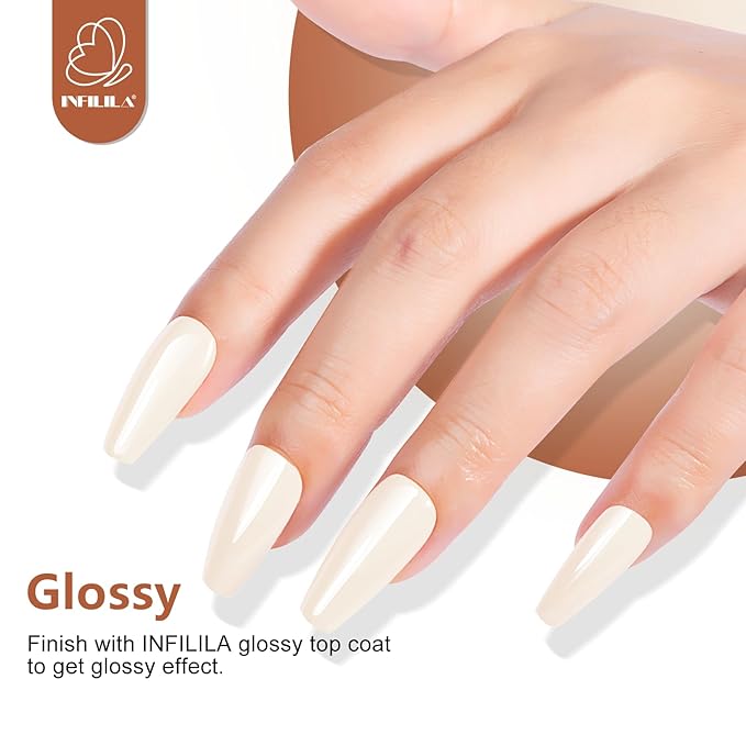 NXJ INFILILA Brown Gel Nail Polish, 15ml 0.51oz Cream Brown Gel Polish One-Stroke Coloring, Hema Free Light Color High Gloss Soak Off UV Manicure Salon DIY for Girls SQ017