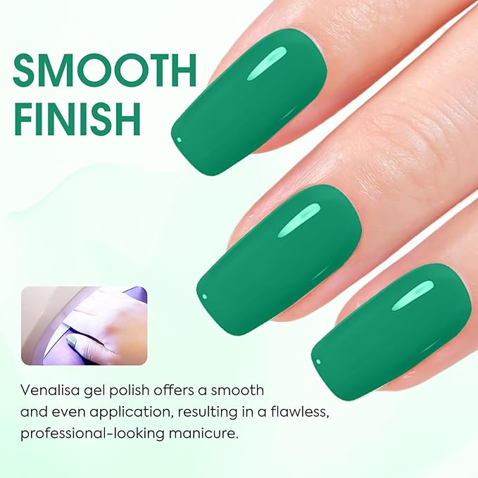 VENALISA Green Gel Nail Polish 1 Pcs 12ml Leaves Green Color Gel Polish Soak Off UV Salon Manicure DIY at Home Nail Art For Girls Women