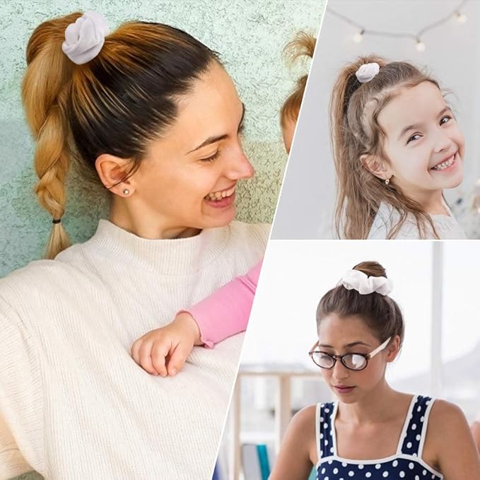 Didder 20 Pcs Hair Scrunchies Velvet Elastics Scrunchy Hair Ties White Soft Scrunchie Bobbles Ropes Scrunchie Solid color Hair Bands for Women Girls