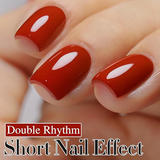 Double Rhythm Gel Polish 15ML Jelly Sheer Pastel Light Milky Color Pearl White Bottle 1 PC 0.5 OZ Full Size Nail Art Salon at Home (Light Brown Red-D1454)