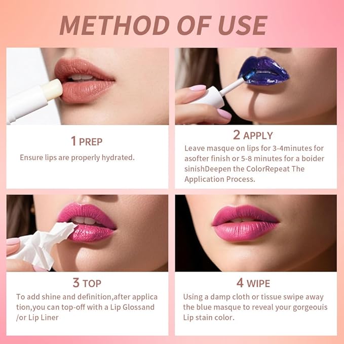 Lip Stain Peel Off – Wipe-Off Lip Stain Tattoo | Long Lasting Waterproof Lip Tint, High-Pigment Matte Lip Color, Smudge & Transfer Proof Lip Stains Masque, Kiss-Proof All-Day Lip Makeup 02#+09#
