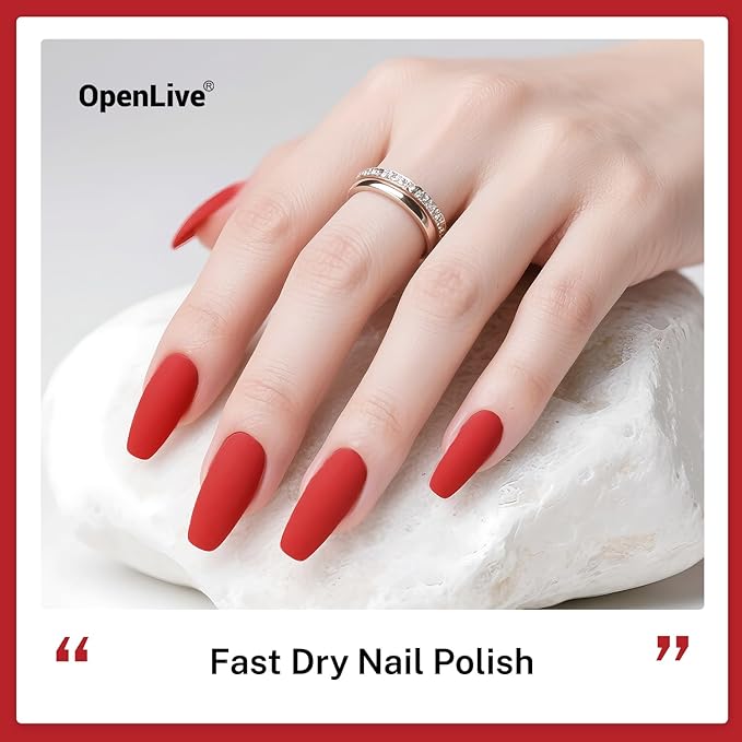 OpenLive 16.5ml Red Nail Polish Large Volume Quick Drying Nail Polish, Fast Drying and Long Lasting Color Nail Art DIY Home Manicure Gift for Women