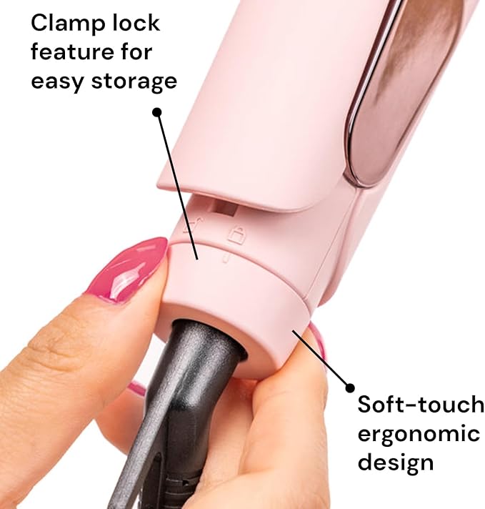 L'ANGE HAIR Le Titane Titanium Flat Iron | Hair Straightener with Curved Edges for Versatile Styling | Dual Voltage Flat Iron with Infrared Heat & Adjustable Temperature | 1" Blush