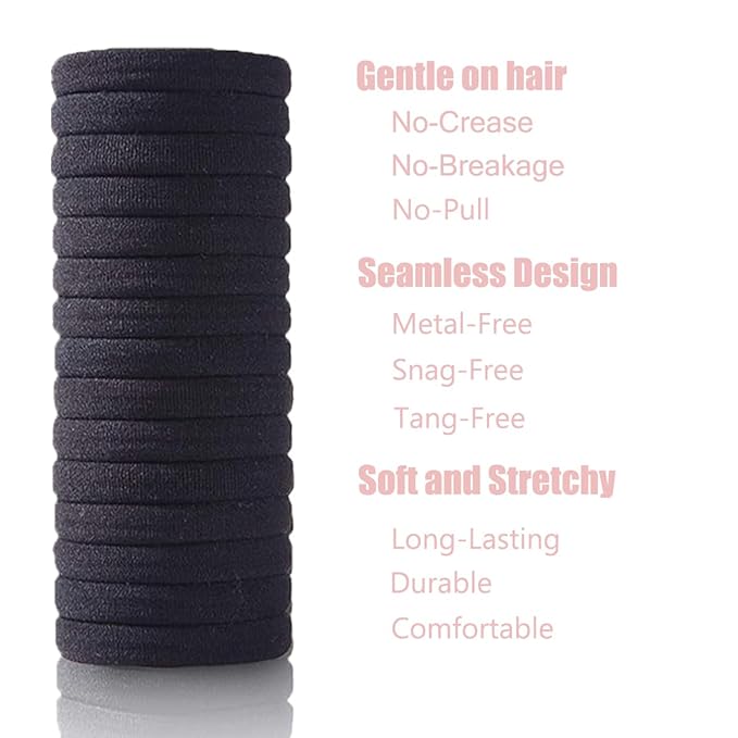 Hair Ties No Damage - Strong Stretchy SnagFree Hair Bands | Soft Nylon Thick Ponytail Holders Hair Elastics for Everyday Hairstyles | Ideal Gifts for Women Teens Girs 20pcs