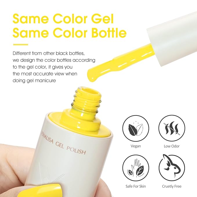 VENALISA Yellow Gel Nail Polish, 1 Pcs Bright Neon Yellow Gel Polish Color High Gloss Soak Off U V Nail Manicure Salon and DIY at Home Gifts for Women