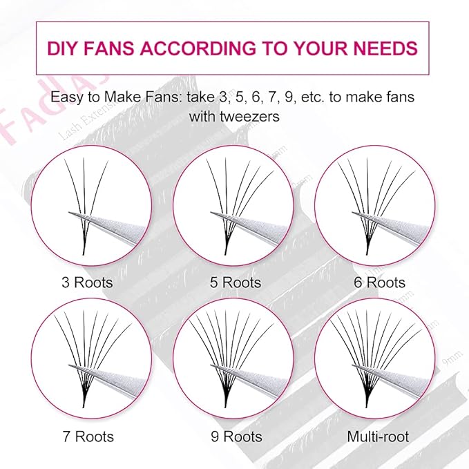 Eyelash Extension L Curl Mix Easy Blooming Lash Extensions Rapid Volume Lash Extensions Self Fanning Eyelash Extensions .03 .05 .07 (0.05-L, 8-14mm)