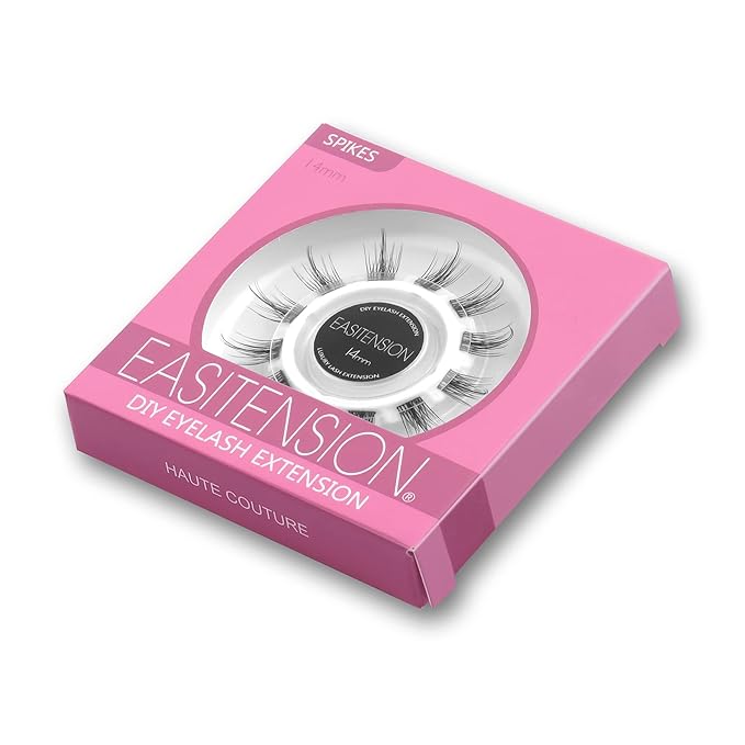DIY Eyelash Extension, 3D Effect Individual Melt Flare Lash Cluster Natural Lashes Set, Home Eyelash Extension, D curl Lashes Pack 12mm,14mm (14MM-Spikes)