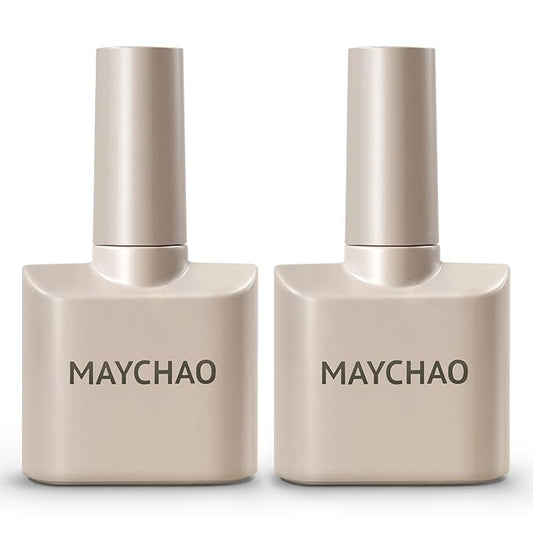 MAYCHAO 2 Pcs 15ml Gel Top and Base Coat Set, Clear Base and No Wipe Shiny Top Coat Gel Nail Polish UV LED Nail Lamp Need Long Lasting Nail Lacquer Art Design Manicure for Women