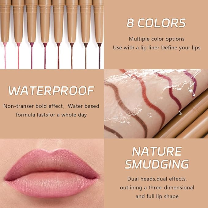 Waterproof Matte Lip Liner Pencil with Silicone Smudger – Long-Lasting Retractable Velvet Crayon, Define & Sculpt Lips, Vegan & Cruelty-Free, Perfect for Work, Date, Party & Travel (01#, pack of 1)