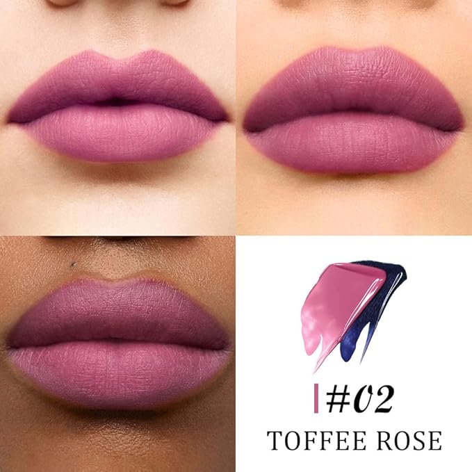 evpct Rose Peel Off Lip Stain Tints with Tweezer, Matte Lipstick Lip Stain Gloss Long Lasting Waterproof for Women, Non-stick Cup Lipstick Peel Off High Pigmented 24 Hrs Original Lips Stains, 02
