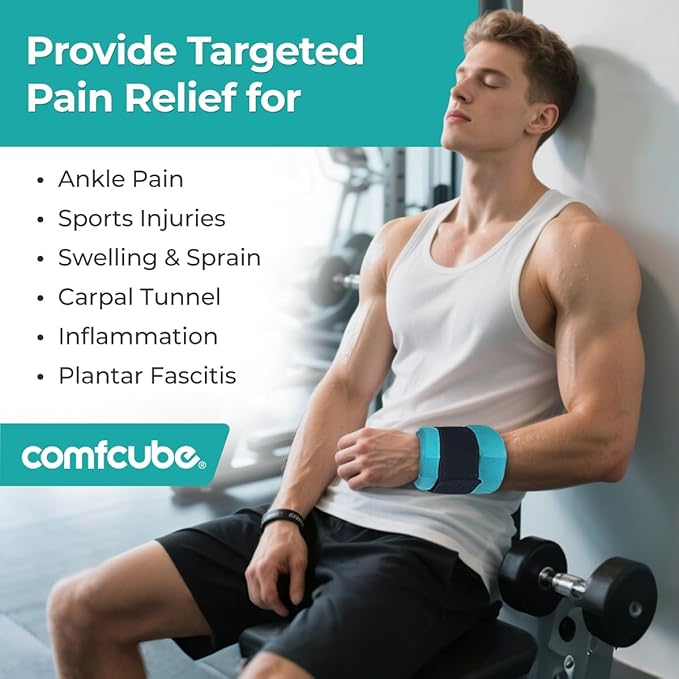 Comfcube Ice Pack for Injuries, Reusable 2 Hours Long Lasting Flexible Cold Ice Pack Wrap for Swelling, Bruises, Sprain, Joint and Muscle Pain Relief, for Ankle, Wrist, Elbow & More Green