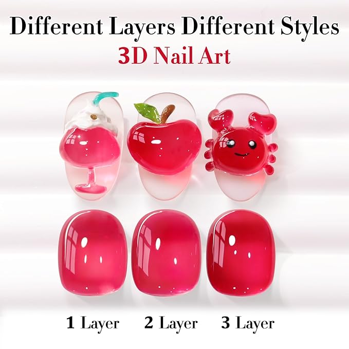 Double Rhythm 0.5 Oz Jelly Gel Polish Same Color Same Bottle Sheer Neutral Natural Light Milky Pastel 15ML Translucent Polish Art DIY at Home (Red-A1612)