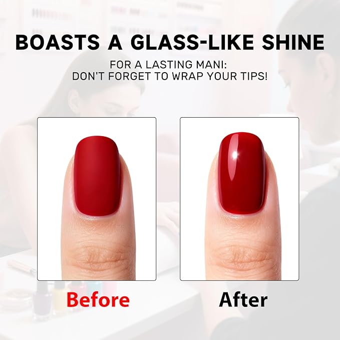 Karroy Top Coat for Gel Nail Polish, No Wipe High Glossy Long-Lasting Clear Formula, UV/LED Lamp Cured, Salon-Quality Home DIY, 1PC 18ml