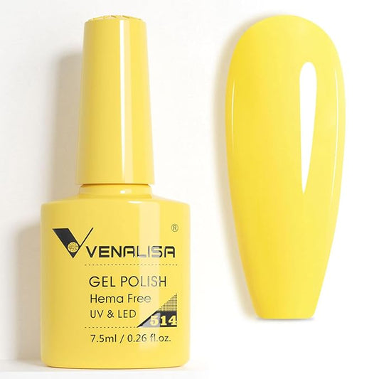 VENALISA Yellow Gel Nail Polish 1 Pcs Bright Yellow Color Summer Gel Polish Soak Off DIY at Home Manicure Salon Nail Art For Girls Women