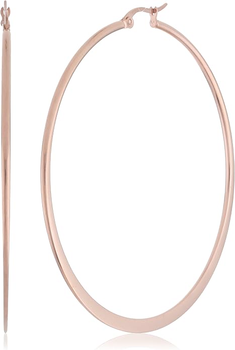 Amazon Essentials Gold Plated or Stainless Steel Flattened Hoop Earrings