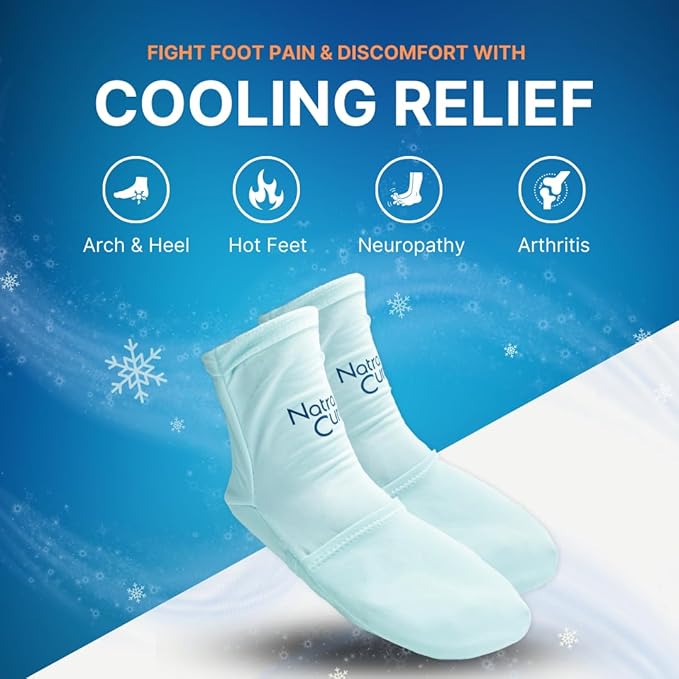 NatraCure Cold Therapy Socks - Reusable Foot Ice Pack - Cooling Socks for Hot Feet, Neuropathy Pain Socks, CRPS Relief, Ice Pack for Feet - Size: Small/Medium