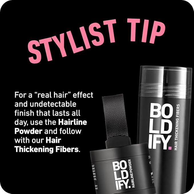 BOLDIFY Hairline Powder (LARGE, 10g) - Root Touch Up Hair Color for Gray Coverage - Bald Spot Concealing Hair Powder for Women & Men - 24-Hour Stain-Proof - Black