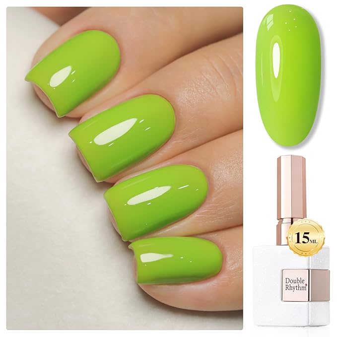 Double Rhythm Gel Polish 15ML Jelly Sheer Pastel Light Milky Color Pearl White Bottle 1 PC 0.5 OZ Full Size Nail Art Salon at Home (Forest Green-D1068)