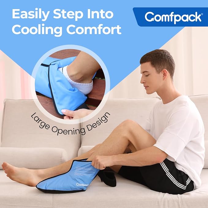 Comfpack XL Foot Ice Pack Wrap for Plantar Fasciitis, Ankle Ice Pack Wrap Ice Boot for Foot After Surgery, Hot Cold Therapy Relief for Bunion, Achilles Tendonitis, Foot Pain, Swelling, Heel Pain