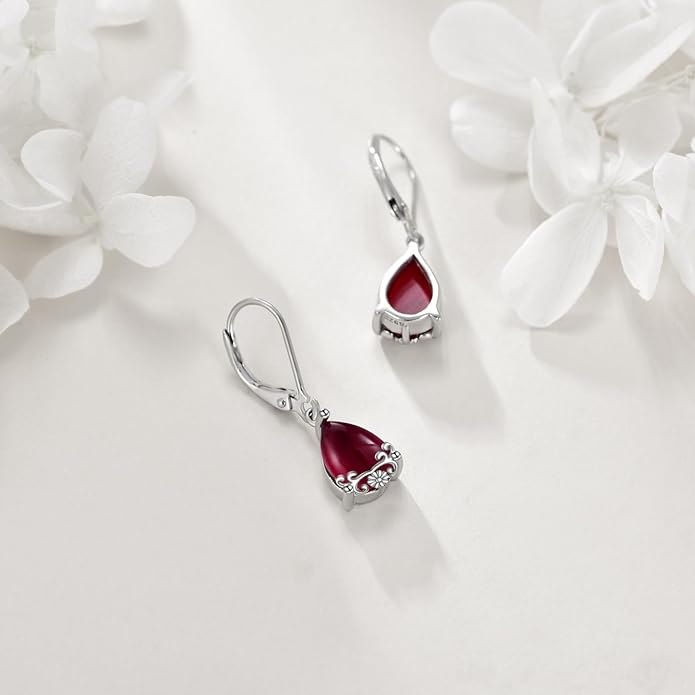 POPLYKE Celtic Filigree Teardrop Drop Dangle Earrings Sterling Silver Leverback Earrings Jewelry for Women