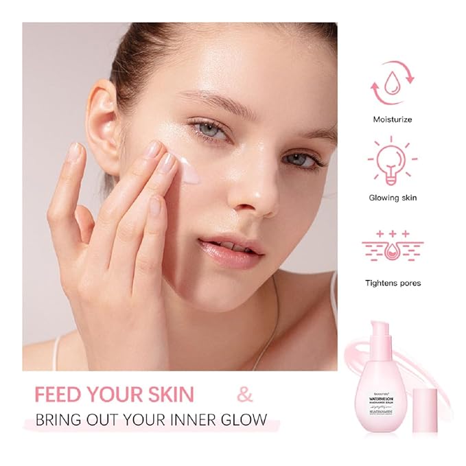 Watermelon Niacinamide Facial Serum,Pore Minimizer & Niacinamide Glow Serum,Makeup Primer,Lightweight Facial Serum & Priming Liquid Highlighter(60ml)