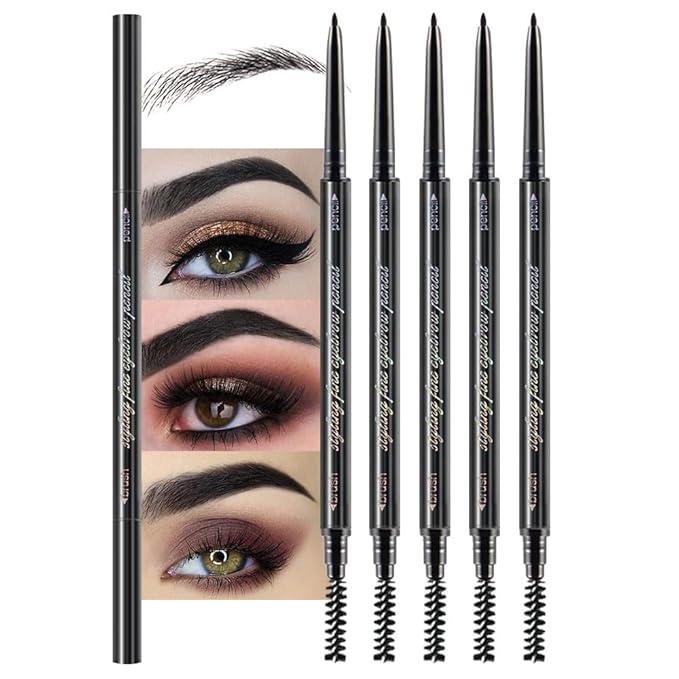 Black Ultra-Fine Tip Eyebrow Pencil for Women, 5 Packs-Black