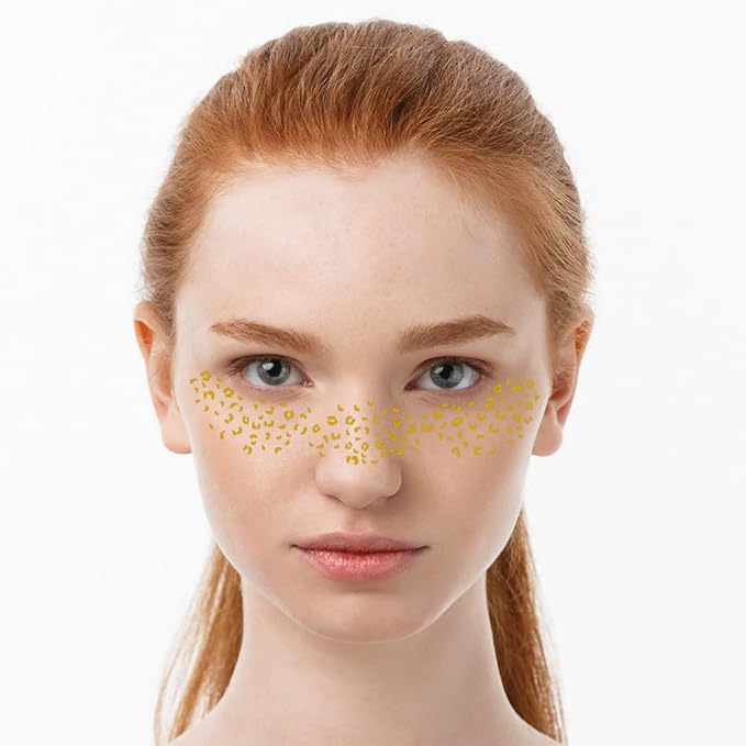 Cheetah Glitter Freckles Face Tattoo Glitter Freckles for Face Gold Sparkle Freckles Leopard Print Face Glitter Makeup Patches