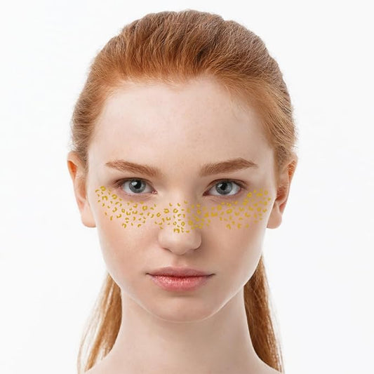 Cheetah Glitter Freckles Face Tattoo Glitter Freckles for Face Gold Sparkle Freckles Leopard Print Face Glitter Makeup Patches